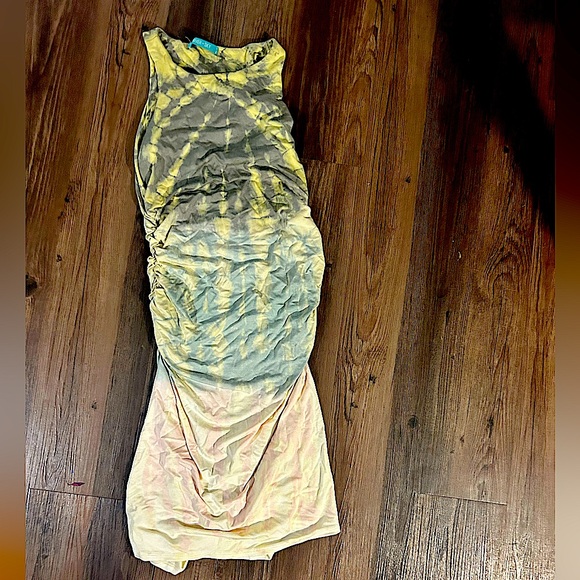 RIVER SKY- racer back, mid length, tie-dye dress- one size - Picture 1 of 14